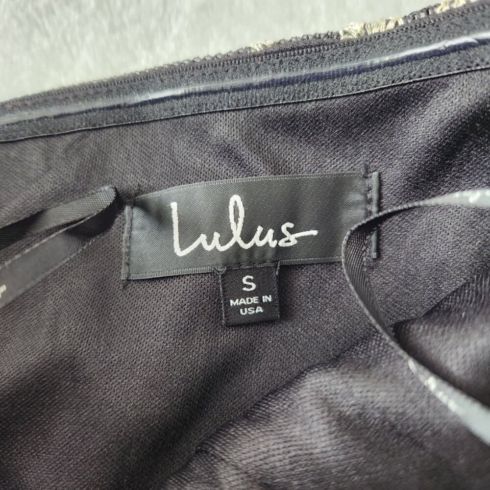 Lulus How Sweet Black Embroidered Strapless Mesh Tiered Mini Dress Small NWT - Picture 9 of 16